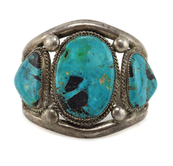 Navajo - Turquoise and Silver Bracelet c. 1930-40s, size 6.75