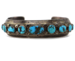 Navajo - Turquoise and Silver Row Bracelet c. 1930-40s, size 6.75