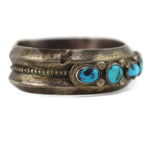 Navajo - Turquoise and Silver Row Bracelet c. 1930-40s, size 6.75