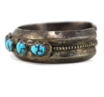 Navajo - Turquoise and Silver Row Bracelet c. 1930-40s, size 6.75