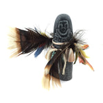 Mark Suazo - Zuni Stone Fetish Human Figurine with Feathers, Turquoise, Abalone, and Shell, 1993, 6" x 2" x 2" (M1800-123)