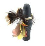 Mark Suazo - Zuni Stone Fetish Human Figurine with Feathers, Turquoise, Abalone, and Shell, 1993, 6" x 2" x 2" (M1800-123)