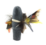 Mark Suazo - Zuni Stone Fetish Human Figurine with Feathers, Turquoise, Abalone, and Shell, 1993, 6" x 2" x 2" (M1800-123)