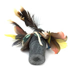 Mark Suazo - Zuni Stone Fetish Human Figurine with Feathers, Turquoise, Abalone, and Shell, 1993, 6" x 2" x 2" (M1800-123)