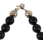 Miramontes - Necklace with 8 Large Silver "Anniversary" Blossoms on Onyx Beads, 18" length