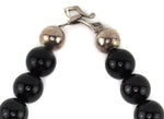Miramontes - Necklace with 7 Large Silver Pomegranates on Onyx Beads, 17" length