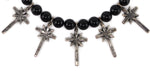 Miramontes - Necklace with 9 Silver Sandcast Star Crosses on Onyx Beads, 17" length