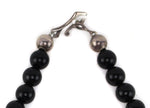 Miramontes - Necklace with 9 Silver Sandcast Star Crosses on Onyx Beads, 17" length