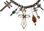 Miramontes - "Necklace of Many Crosses" Old Style Necklace on Silver Beads and Miramontes Original Old Venetian Trade Beads with Ancient Carnelian and Silver Barber Coins, 22" length