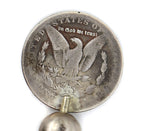 Miramontes - Old Style Necklace with Silver Beads, 25th Anniversary Silver Blossoms, and Barber Silver Dollar Pendant, 25" length