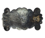 Juan Calavaza (1928-1970) - Zuni - Turquoise, Coral, and Silver Belt Buckle with Snake Design c. 1940-50s, 1.875" x 3.5"