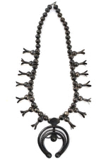 Navajo - Silver Beaded Squash Blossom Necklace c. 1940s, 29.5" length
