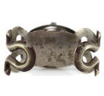 Frances Jones (b. 1943) - Navajo - Silver Sandcast Watch Band with Leaf Design and Caravelle Automatic Watch c. 1960s, size 6.25