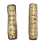 Origin Unknown - Antler and Sterling Silver Post Earrings c. 1990s, 2.125" x 0.5"