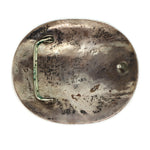 Navajo - Turquoise and Sterling Silver Belt Buckle with Floral Design c. 1960s, 2.5" x 3"