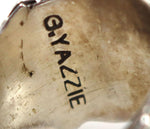 G. Yazzie - Navajo - Turquoise and Silver Ring with Floral Design c. 1960s, size 10.5
