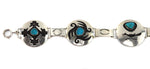 Hopi - Turquoise and Silver Overlay Link Concho Belt with Pictorials c. 1960s, 51.5" length