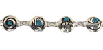 Hopi - Turquoise and Silver Overlay Link Concho Belt with Pictorials c. 1960s, 51.5" length