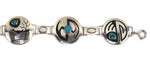 Hopi - Turquoise and Silver Overlay Link Concho Belt with Pictorials c. 1960s, 51.5" length