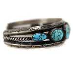 Navajo - Number 8 Turquoise and Silver Row Bracelet with Stamped Design c. 1950s, size 6.25
