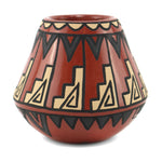 Tim "Sunbird" Vigil - Santa Clara Polychrome Jar with Feather Design c. 1990s, 3" x 3.25"