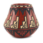 Tim "Sunbird" Vigil - Santa Clara Polychrome Jar with Feather Design c. 1990s, 3" x 3.25"