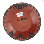 Tim "Sunbird" Vigil - Santa Clara Polychrome Jar with Feather Design c. 1990s, 3" x 3.25"