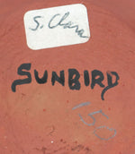 Tim "Sunbird" Vigil - Santa Clara Polychrome Jar with Feather Design c. 1990s, 3" x 3.25"