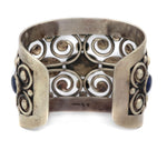 Frank Patania, Sr. (1899-1964) & Thunderbird Shop - Shattuckite and Sterling Silver Bracelet with Ornate Design c. 1940-50s, size 7