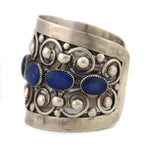 Frank Patania, Sr. (1899-1964) & Thunderbird Shop - Shattuckite and Sterling Silver Bracelet with Ornate Design c. 1940-50s, size 7