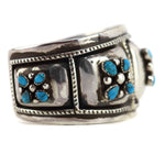 Frank Patania, Sr. (1899-1964) & Thunderbird Shop - Turquoise Petit Point Cluster and Sterling Silver Bracelet c. 1940-50s, size 7.25