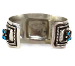 Frank Patania, Sr. (1899-1964) & Thunderbird Shop - Turquoise Petit Point Cluster and Sterling Silver Bracelet c. 1940-50s, size 7.25