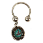 George Lee & Atkinson Trading Company - Navajo - Turquoise and Silver Key Ring c. 1970s, 1" x 0.75"