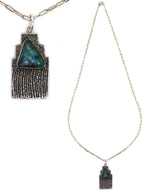Gerald Lomaventema (b. 1967) - Hopi - Turquoise and Sterling Silver Tufacast Necklace c. 1980s, 22" length