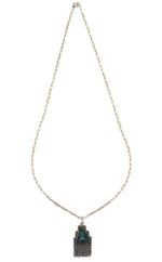Gerald Lomaventema (b. 1967) - Hopi - Turquoise and Sterling Silver Tufacast Necklace c. 1980s, 22" length