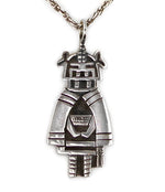 Marcus Lomayestewa - Hopi - Sterling Silver Overlay Corn Maiden Necklace c. 1970s, 18" length