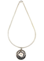 Vidal Aragon (1923-2015) - Santo Domingo (Kewa) - 14K Gold and Sterling Silver Overlay Pendant with Wildlife Pictorial Scene and Silver Necklace c. 1950-60s, 2" x 1.5" pendant