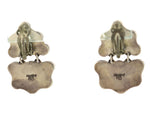 Randy Boyd - Navajo - Coral Cluster and Sterling Silver Dangle Clip-On Earrings c. 1980s, 1.5" x 1"