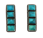 Kirk Smith (1952-2012) - Navajo - Turquoise and Sterling Silver Post Earrings c. 1970s, 1.5" x 0.5"