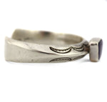 Able Arthur - Navajo - Sugilite and Sterling Silver Asymmetrical Bracelet with Stamped Design c. 1980s, size 6.5
