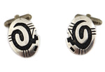 Morris Robinson (1901-1984) - Hopi - Pair of Silver Overlay Cufflinks c. 1960s, 1" x 0.625"