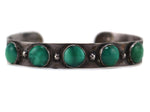 Navajo - Turquoise and Sterling Silver Bracelet with Stamped Snake and Saguaro Design c. 1930-40s, size 6.25
