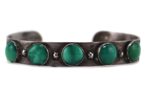 Navajo - Turquoise and Sterling Silver Bracelet with Stamped Snake and