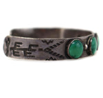 Navajo - Turquoise and Sterling Silver Bracelet with Stamped Snake and Saguaro Design c. 1930-40s, size 6.25