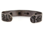 Navajo - Turquoise and Sterling Silver Bracelet with Stamped Snake and Saguaro Design c. 1930-40s, size 6.25