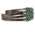 Zuni - Turquoise Petit Point and Silver 3-Row Bracelet c. 1930-40s, size 6.5