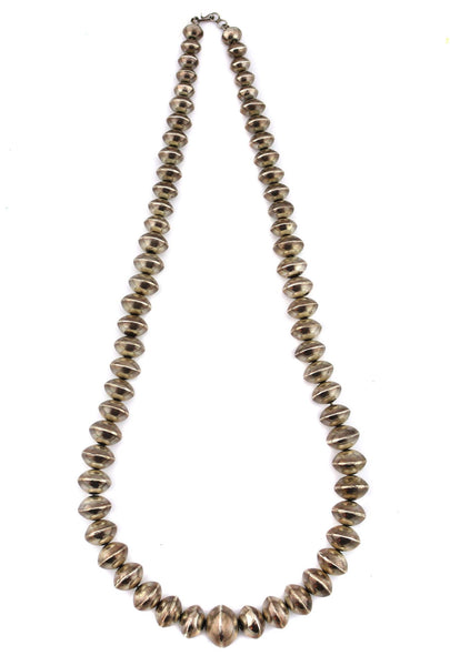 コレクション Vintage Navajo Silver Beads Necklace Navajo - Silver Beaded Necklace c. 1950-60s, 27.5