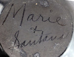 Maria Martinez (1887-1980) and Santana Martinez (1909-2002) - San Ildefonso Black on Black Jar with Feather Design c. 1940-50s, 4" x 5.5"