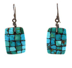 Attributed to Jimmy Herald - Navajo - Turquoise Mosaic Inlay and Silver Necklace with Leather Cord and French Hook Earrings Set c. 1950s