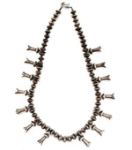 Navajo - Silver Beaded Squash Blossom Necklace c. 1950s, 22.5" length